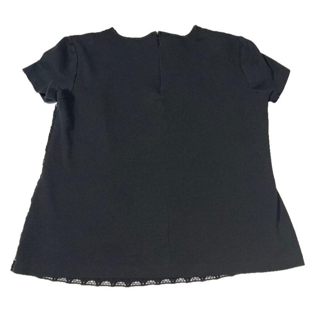 Talbots Women’s Medium Black Lace Open Weave Layered Look Short Sleeve Top‎ - Picture 2 of 6